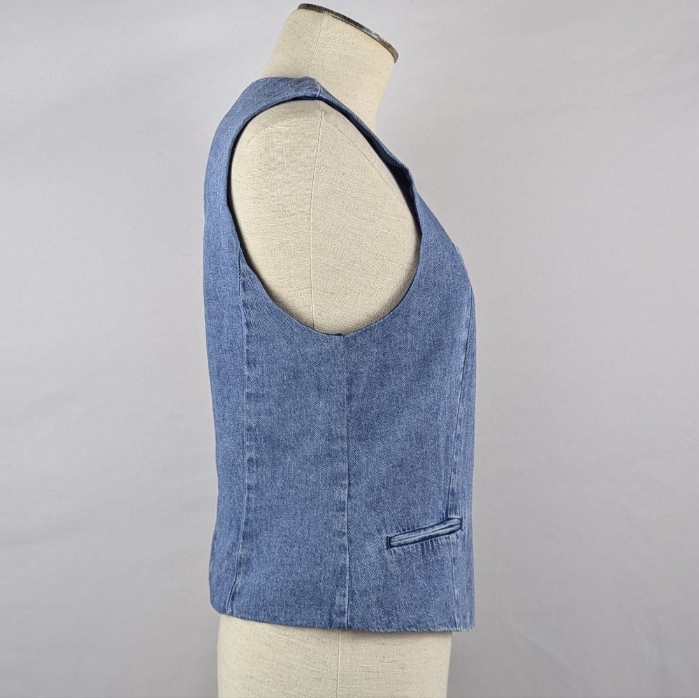 rag & bone Seraphina Denim Vest Top Button Front Lined Winwood Blue Wash L NWT - Picture 7 of 14
